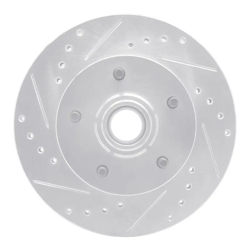 R1 67-74 Buick Apollo Front Left Drilled & Slotted Silver Brake Rotor 1
