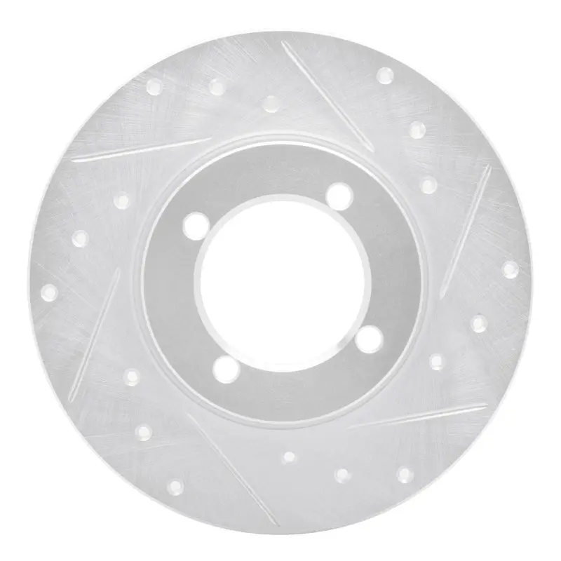 R1 67-74 Opel Manta Front Right Drilled & Slotted Silver Brake Rotor 1