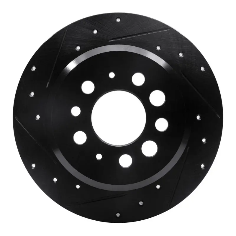 R1 67-74 Volvo 142 Rear Left Drilled & Slotted Black Brake Rotor 1