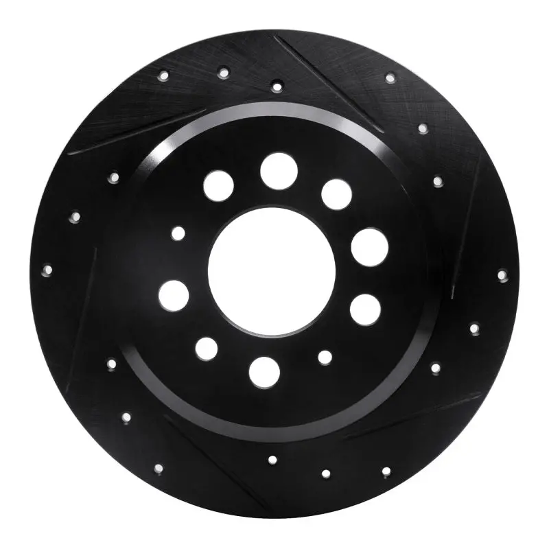 R1 67-74 Volvo 164 Rear Right Drilled & Slotted Black Brake Rotor 1