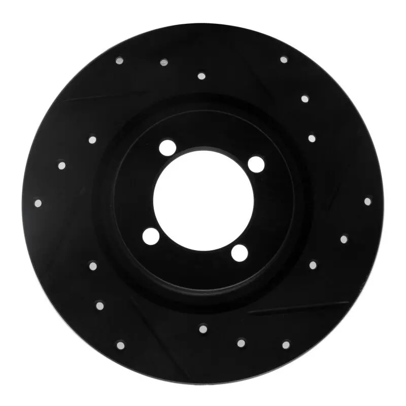 R1 67-76 Bmw 1600 Front Right Drilled & Slotted Black Brake Rotor 1