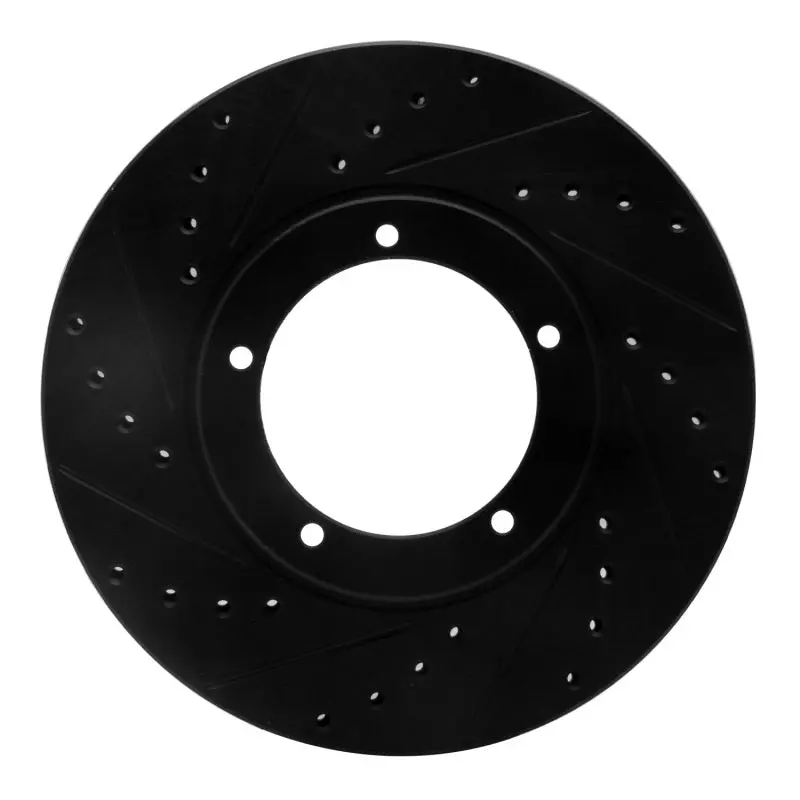 R1 67-88 Porsche 914 Front Left Drilled & Slotted Black Brake Rotor 1