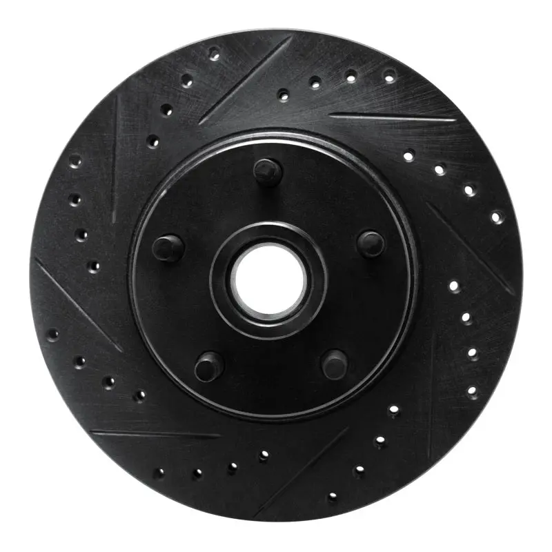 R1 68-70 Ford Fairlane Front Left Drilled & Slotted Black Brake Rotor 1