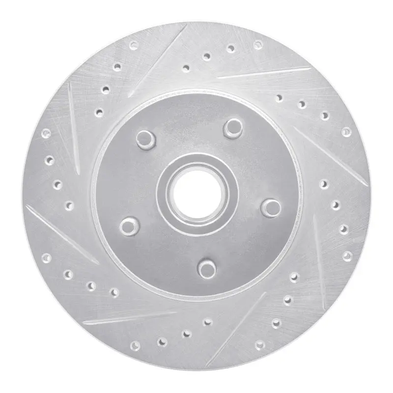 R1 68-70 Ford Falcon Front Left Drilled & Slotted Silver Brake Rotor 1