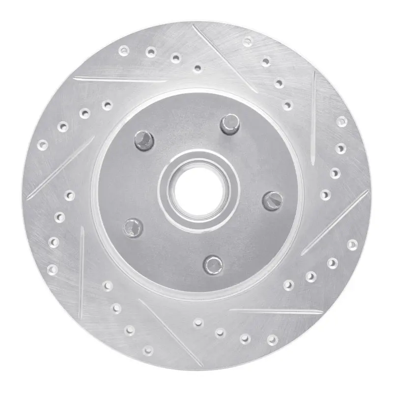 R1 68-70 Ford Mustang Front Right Drilled & Slotted Silver Brake Rotor 1