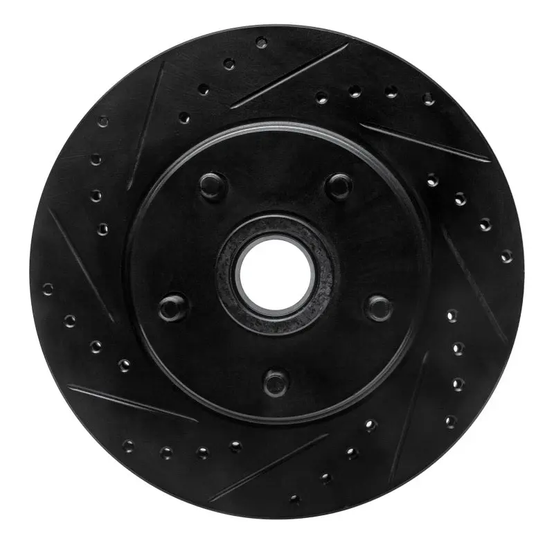R1 68-73 Ford Mustang Front Left Drilled & Slotted Black Brake Rotor 1