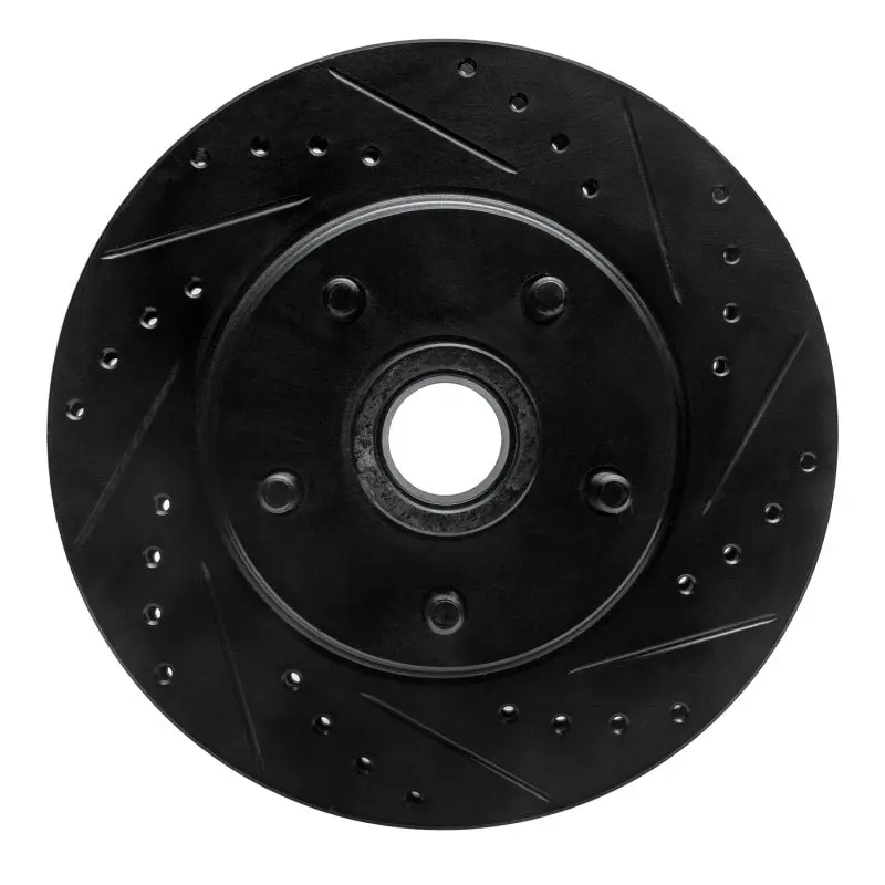 R1 68-73 Ford Mustang Front Right Drilled & Slotted Black Brake Rotor 1