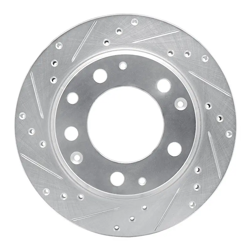 R1 69-83 Porsche 911 Rear Left Drilled & Slotted Silver Brake Rotor 1