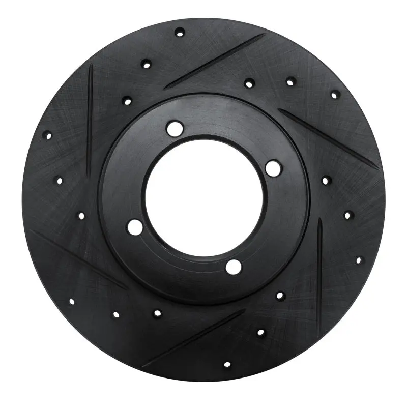 R1 70-73 Nissan 240Z Front Left Drilled & Slotted Black Brake Rotor 1