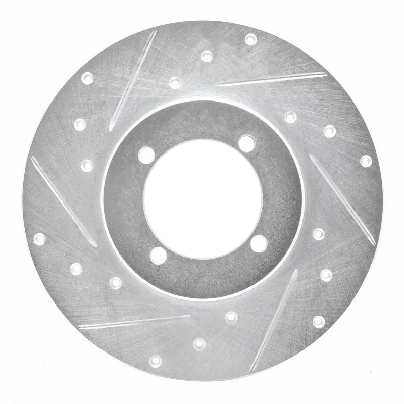 R1 70-73 Nissan 240Z Front Left Drilled & Slotted Silver Brake Rotor 1