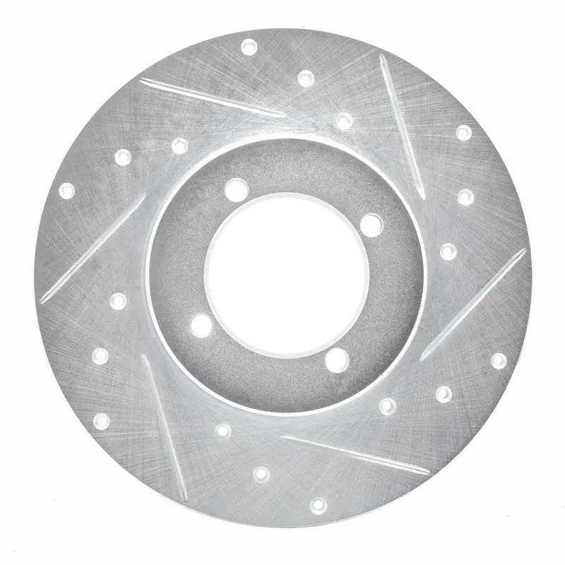 R1 70-73 Nissan 240Z Front Right Drilled & Slotted Silver Brake Rotor 1