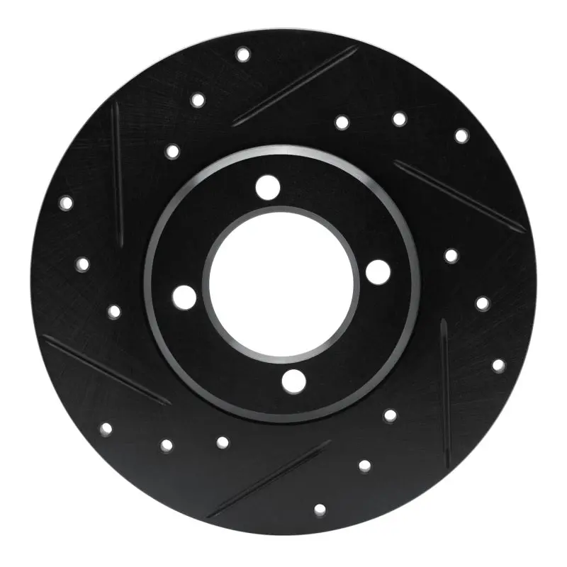 R1 70-79 Toyota Carina Front Left Drilled & Slotted Black Brake Rotor 1