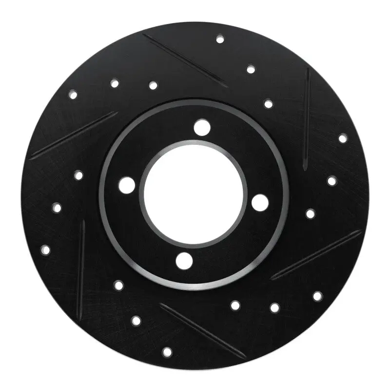R1 70-79 Toyota Carina Front Right Drilled & Slotted Black Brake Rotor 1