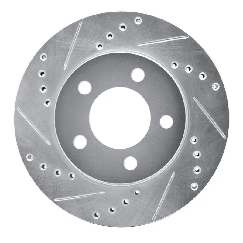 R1 70-93 Ford Taurus (Excl Sho) Front Left Drilled & Slotted Silver Brake Rotor 1