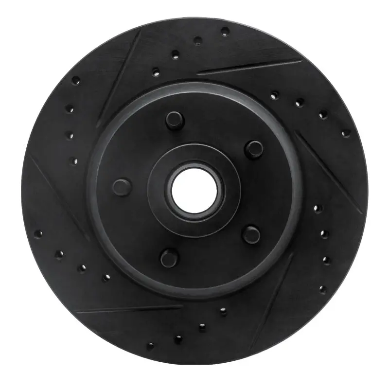 R1 71-81 Chrysler Newport Front Left Drilled & Slotted Black Brake Rotor 1