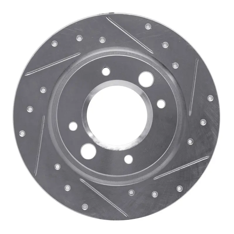R1 71-89 Peugeot 504 Rear Right Drilled & Slotted Silver Brake Rotor 1