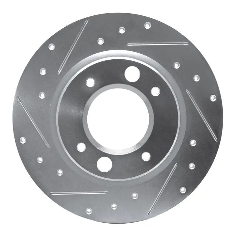 R1 71-89 Peugeot 505 Rear Left Drilled & Slotted Silver Brake Rotor 1