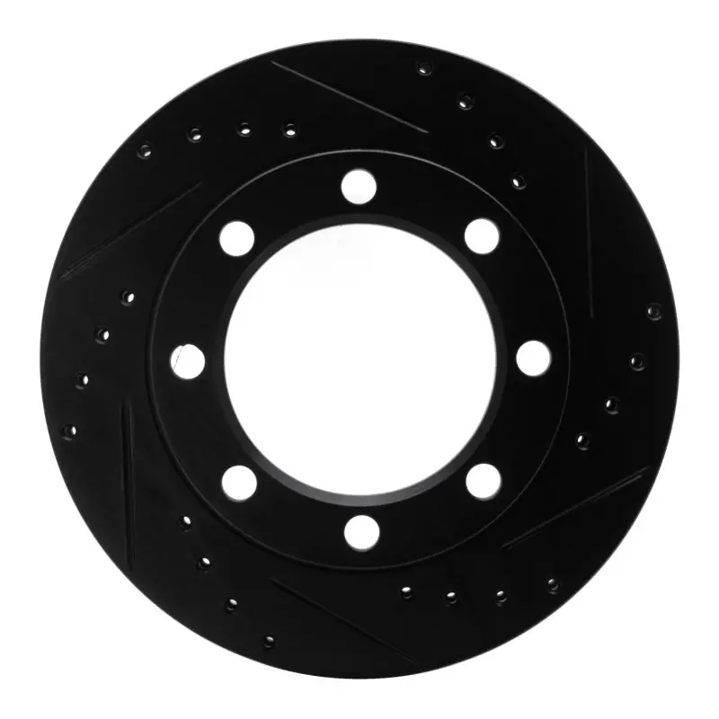 R1 71-91 Chevrolet P30 Van Front Right Drilled & Slotted Black Brake Rotor 1