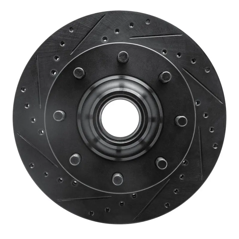 R1 71-95 Chevrolet P20 Front Left Drilled & Slotted Black Brake Rotor 1