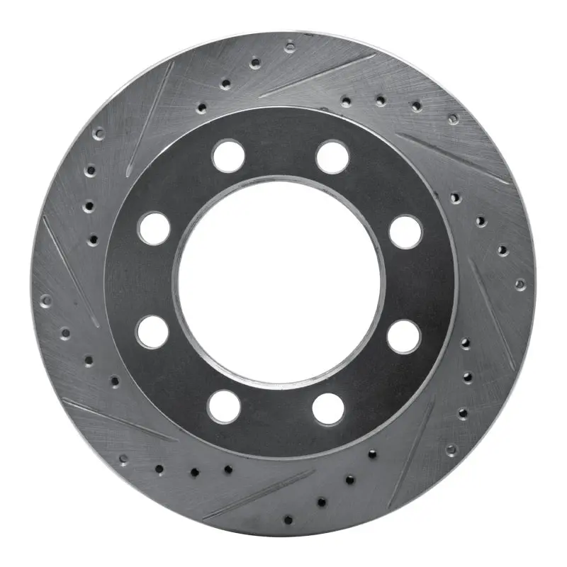 R1 71-97 Dodge D300 Front Left Drilled & Slotted Silver Brake Rotor 1