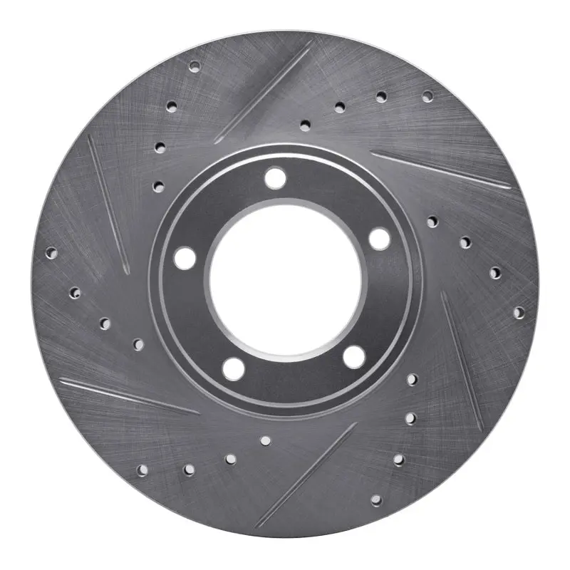 R1 71-97 Jaguar Xj12 Front Left Drilled & Slotted Silver Brake Rotor 1