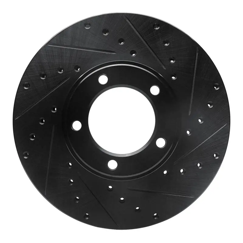 R1 71-97 Jaguar Xj12 Front Right Drilled & Slotted Black Brake Rotor 1