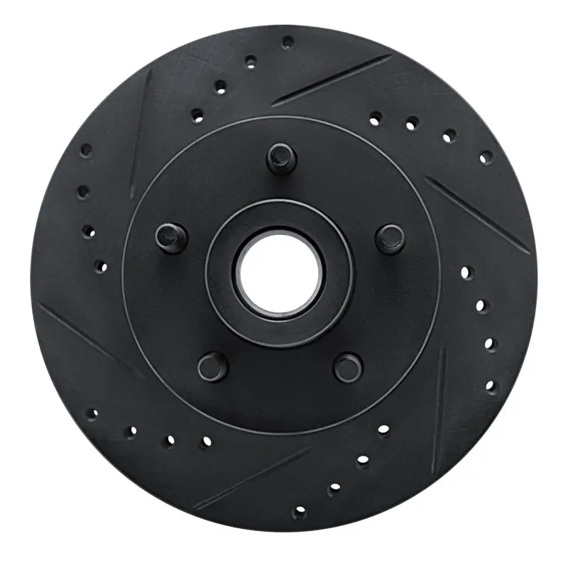 R1 72-73 Ford Gran Torino Front Left Drilled & Slotted Black Brake Rotor 1