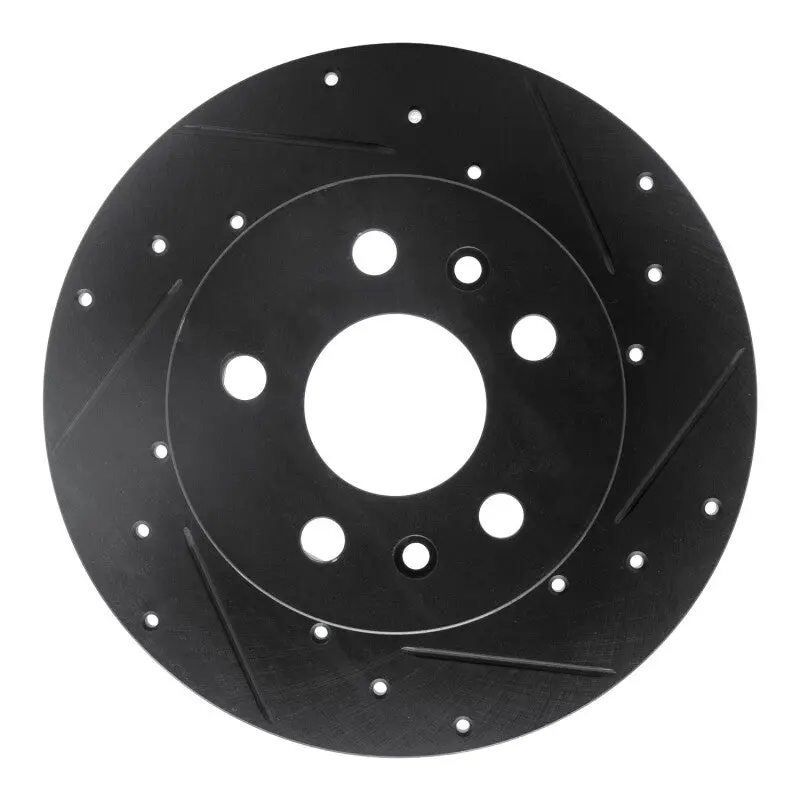 R1 72-78 Volkswagen Type 2 Front Right Drilled & Slotted Black Brake Rotor 1