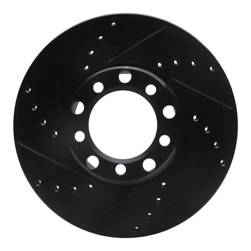 R1 72-80 Mercedes-Benz 280Se Front Left Drilled & Slotted Black Brake Rotor 1
