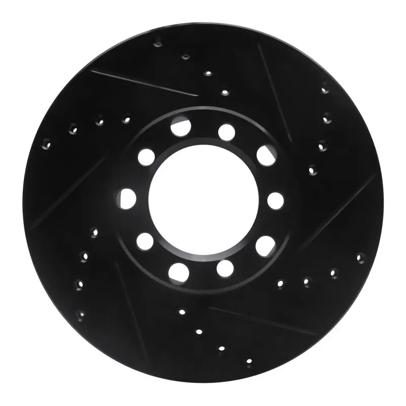 R1 72-80 Mercedes-Benz 280Sel Front Right Drilled & Slotted Black Brake Rotor 1