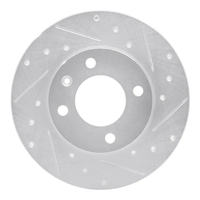 R1 73-05 Audi Coupe Front Right Drilled & Slotted Silver Brake Rotor 1