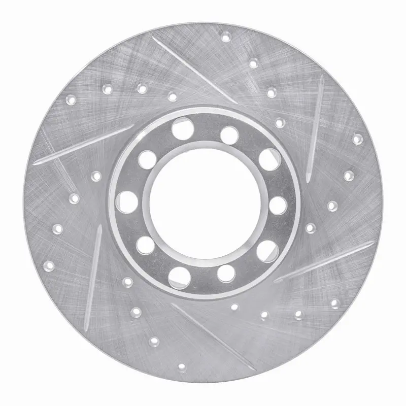 R1 73-85 Mercedes-Benz 300D Front Right Drilled & Slotted Silver Brake Rotor 1