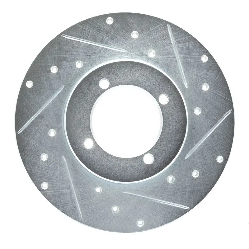 R1 74-78 Nissan 260Z Front Right Drilled & Slotted Silver Brake Rotor 1