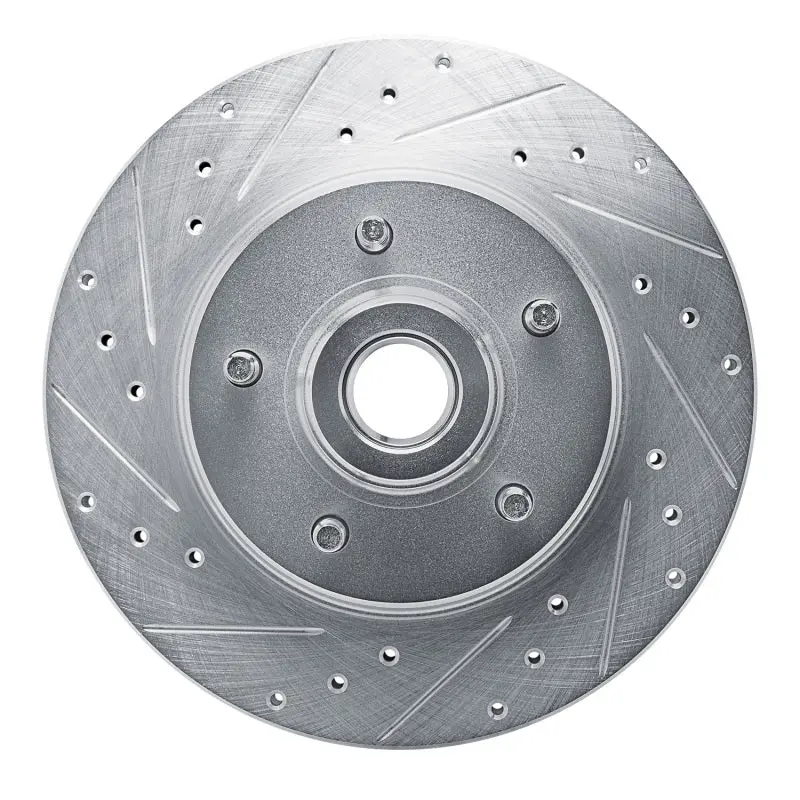 R1 74-79 Ford Custom 500 Front Left Drilled & Slotted Silver Brake Rotor 1