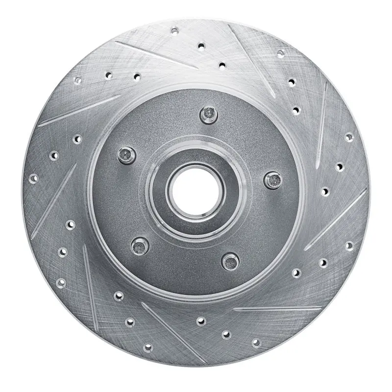 R1 74-79 Ford Custom 500 Front Right Drilled & Slotted Silver Brake Rotor 1
