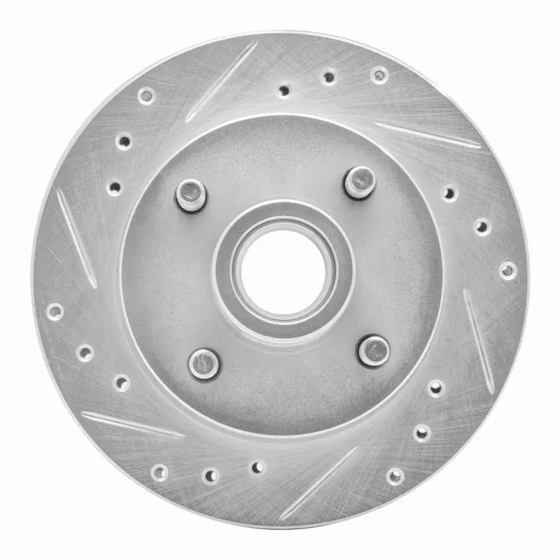 R1 74-80 Ford Mustang Ii Front Left Drilled & Slotted Silver Brake Rotor 1