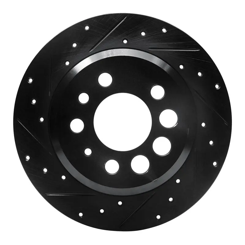 R1 74-95 Volvo 244 Rear Left Drilled & Slotted Black Brake Rotor 1