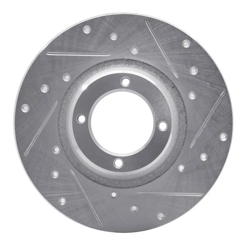 R1 75-80 Triumph Tr7 Front Right Drilled & Slotted Silver Brake Rotor 1