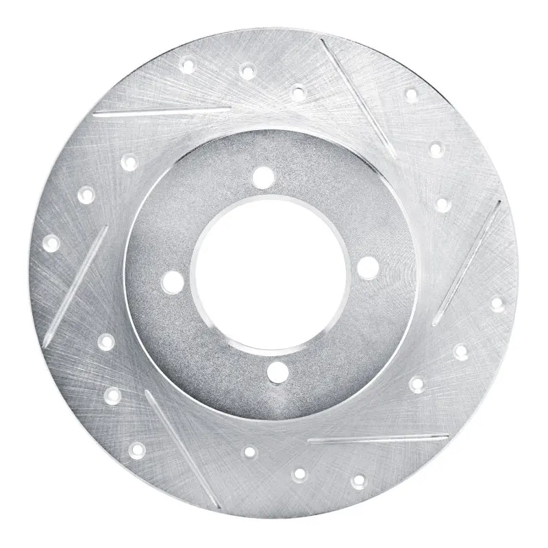 R1 75-82 Nissan 610 Front Right Drilled & Slotted Silver Brake Rotor 1