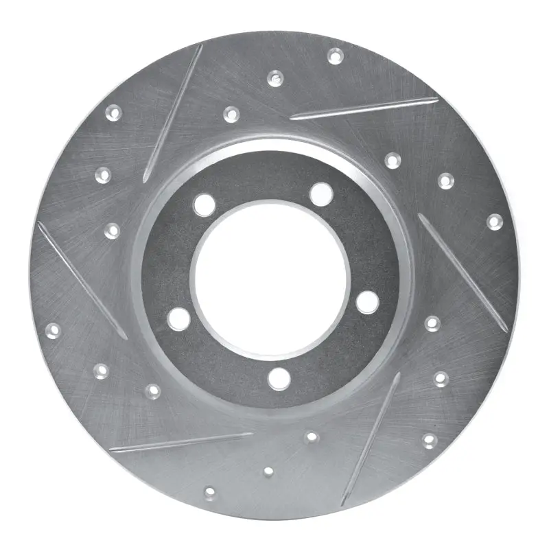 R1 75-83 Toyota Pickup Front Left Drilled & Slotted Silver Brake Rotor 1