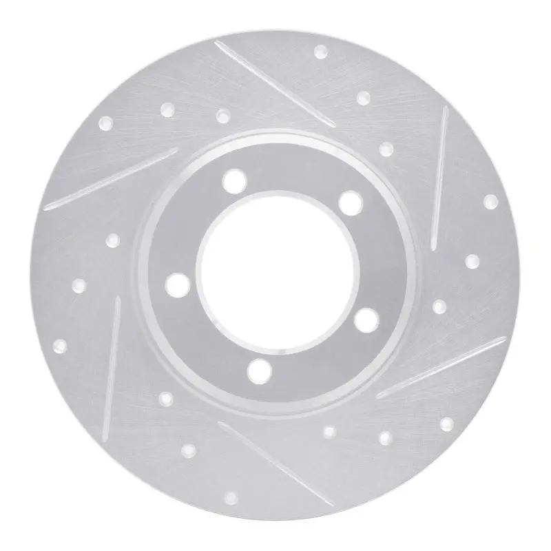 R1 75-83 Toyota Pickup Front Right Drilled & Slotted Silver Brake Rotor 1