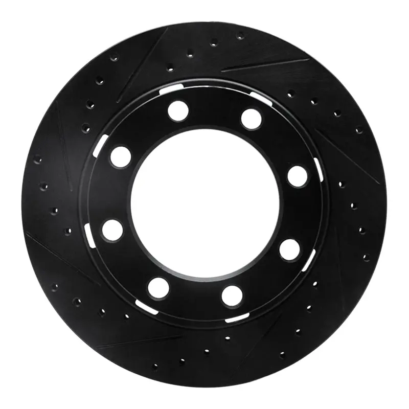 R1 75-93 Dodge W250 Front Left Drilled & Slotted Black Brake Rotor 1