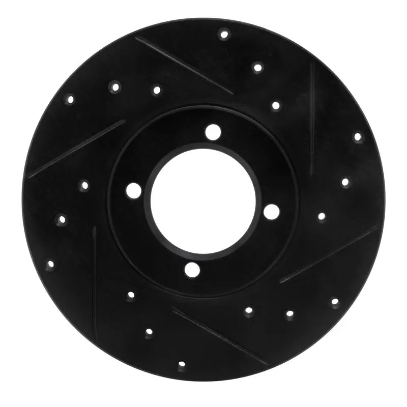 R1 76-81 Toyota Celica Front Right Drilled & Slotted Black Brake Rotor 1
