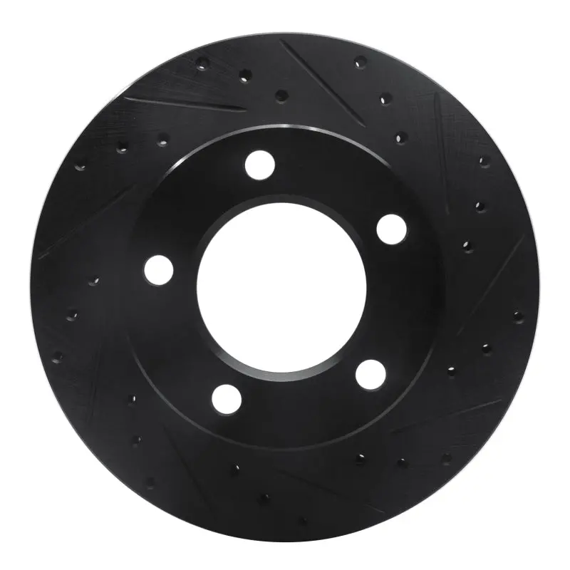 R1 76-86 Jeep Cj5 Front Right Drilled & Slotted Black Brake Rotor 1