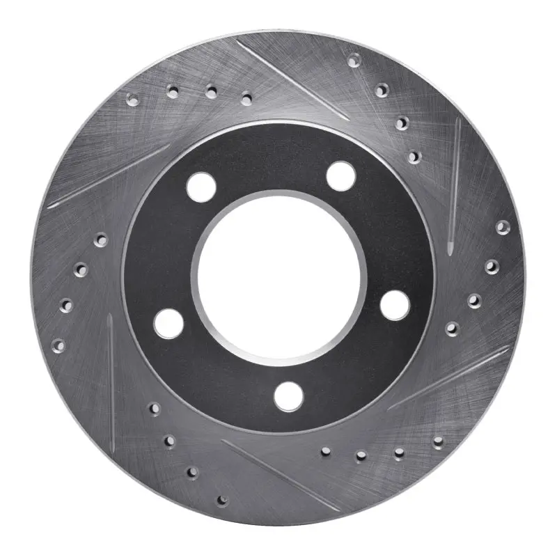 R1 76-86 Jeep Cj5 Front Right Drilled & Slotted Silver Brake Rotor 1