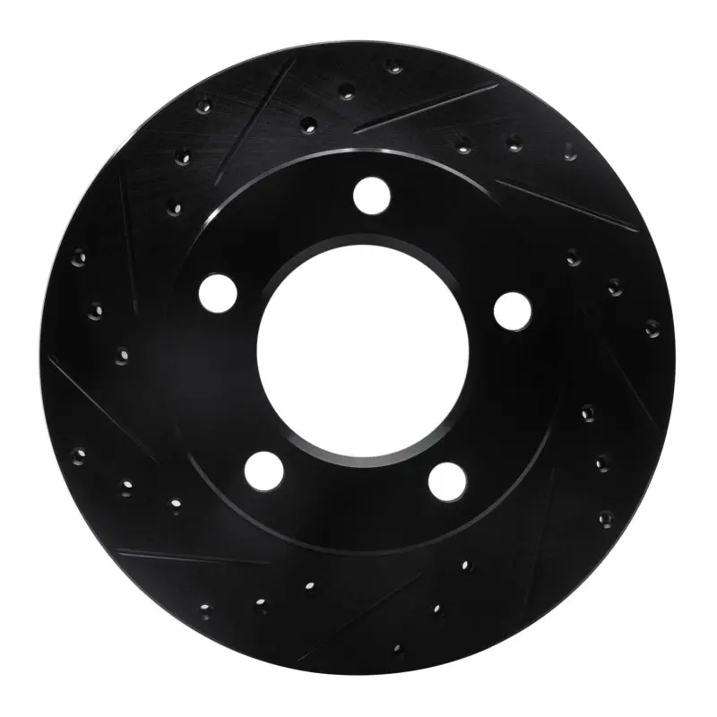R1 76-86 Jeep Scrambler Front Left Drilled & Slotted Black Brake Rotor 1