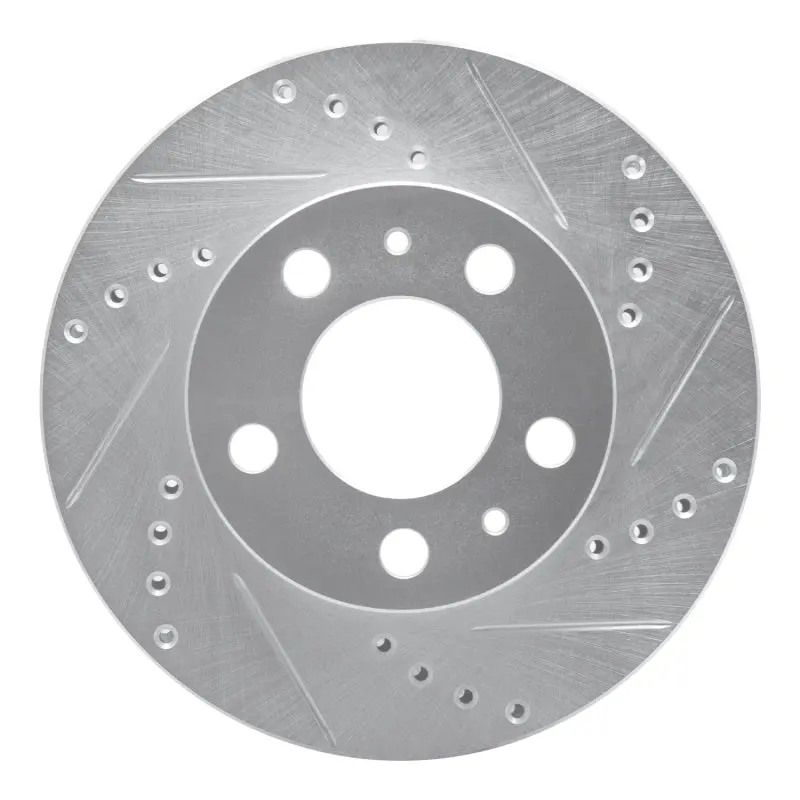 R1 76-93 Volvo 242 Front Right Drilled & Slotted Silver Brake Rotor 1
