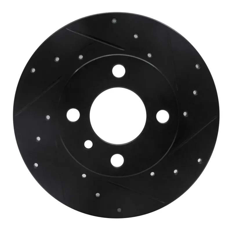 R1 77-83 Bmw 320I (Usa/Canada) Front Right Drilled & Slotted Black Brake Rotor 1