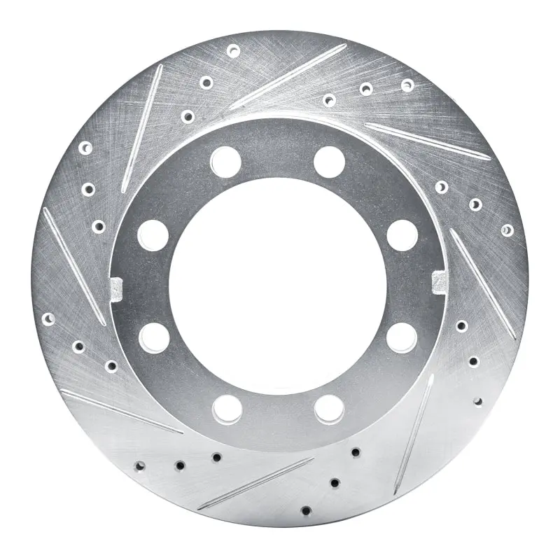 R1 77-93 Chevrolet K30 Front Left Drilled & Slotted Silver Brake Rotor 1