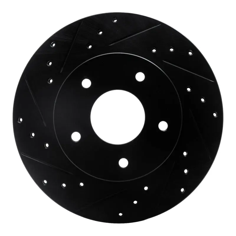 R1 78-81 Pontiac Firebird Rear Left Drilled & Slotted Black Brake Rotor 1